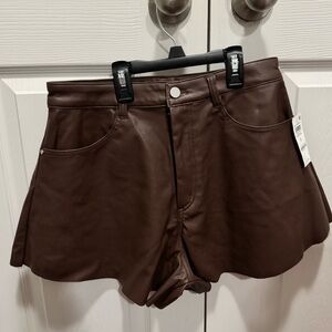 Women's Brown Leather Shorts